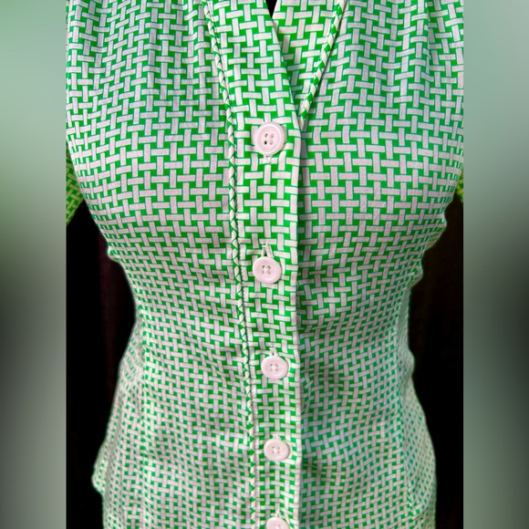 SALE: Vintage Y2K Banana Republic Green, White Gingham Blouse, Size XS - Picture 3 of 7